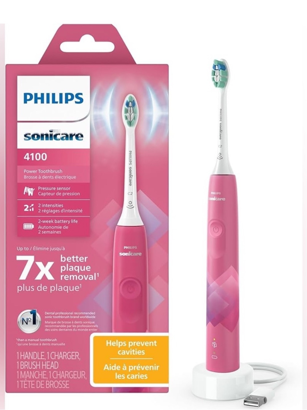 New! Philips Sonicare 4100 Power Toothbrush Rechargeable HX3689/21